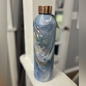 Stainless steel blue marble swirl water bottle